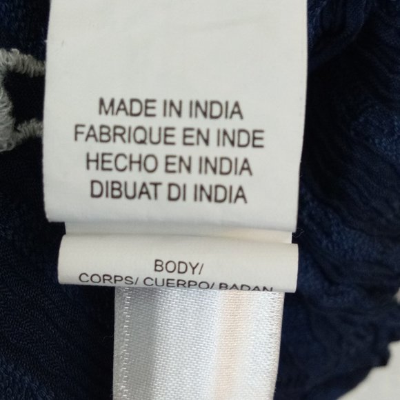 Lucky Brand Navy Sheer Embroidered Hi-Low Top M - Picture 9 of 13